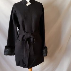 New Love Token Black Faux Fur Knit Jacket